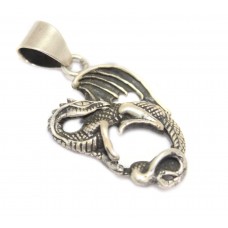 Handcrafted 925 Sterling plain polished Silver dragon Charm Pendant 1.8